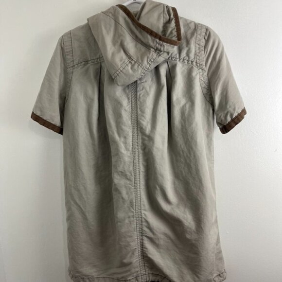 Free People Khaki Short Sleeve Cotton Utility Jacket w/ Hood - Picture 9 of 11
